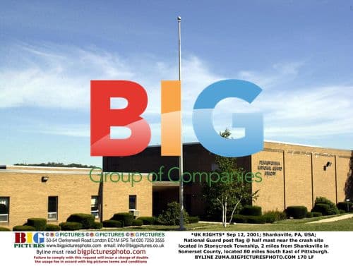 National Guard flag at half mast near 9/11 crash site