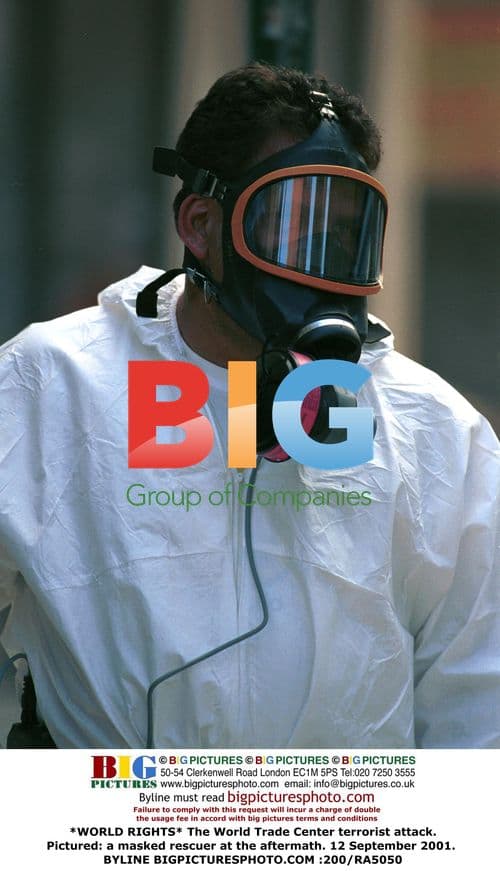 Masked rescuer at WTC aftermath
