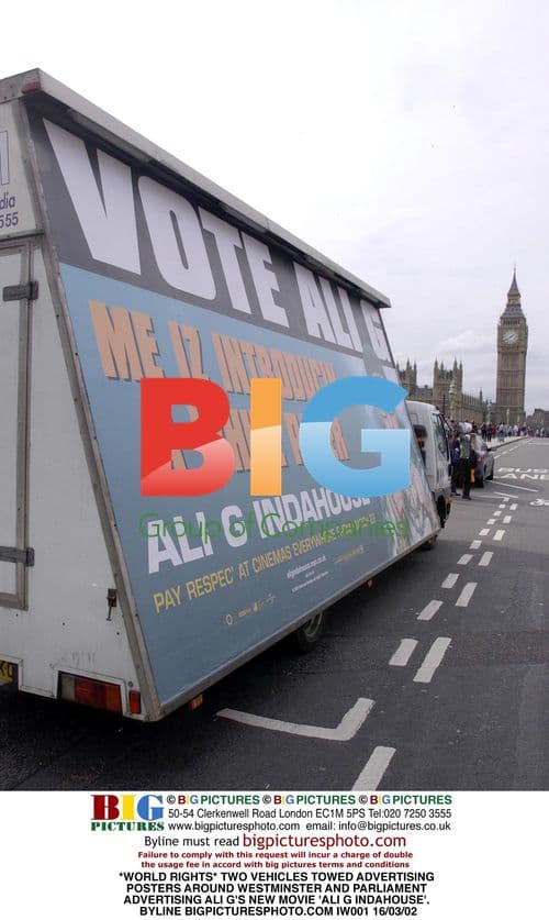 Ali G movie posters towed around Westminster