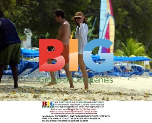 Cindy Crawford and Family at Caribbean Beach