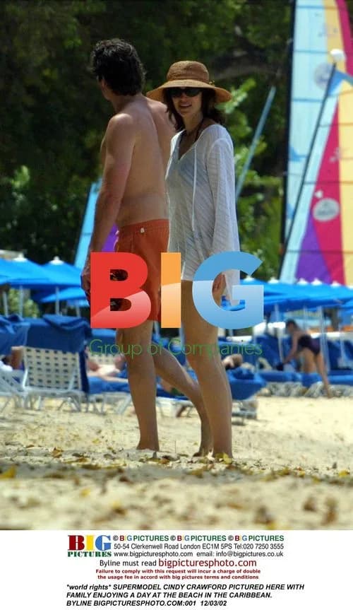 Cindy Crawford and family at Caribbean beach