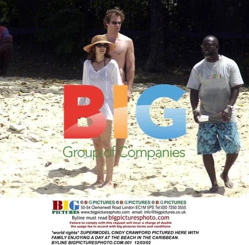 Cindy Crawford at the Beach in the Caribbean