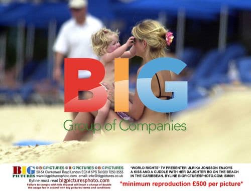 Ulrika Jonsson with Daughter Bo on Caribbean Beach