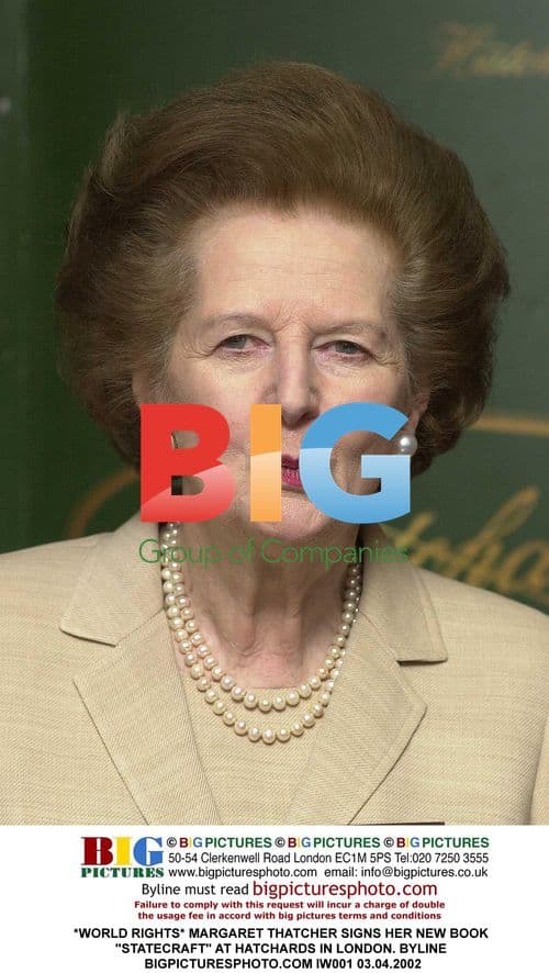 Margaret Thatcher Signing "Statecraft" in London