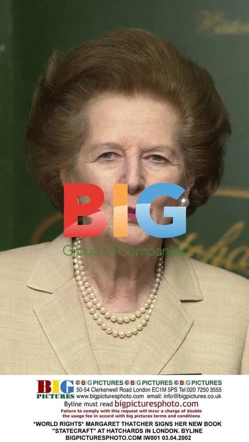 Margaret Thatcher Signing "Statecraft" in London