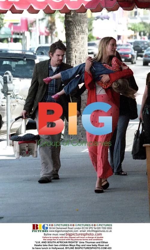 Uma Thurman and Ethan Hawke with kids in Hollywood