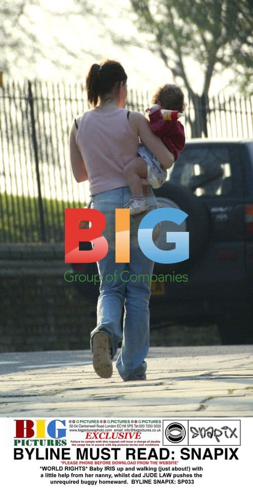 Baby Iris Walking with Nanny and Jude Law