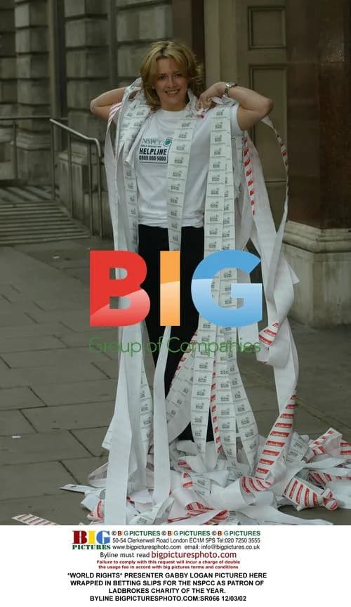 Gabby Logan Wrapped in Betting Slips
