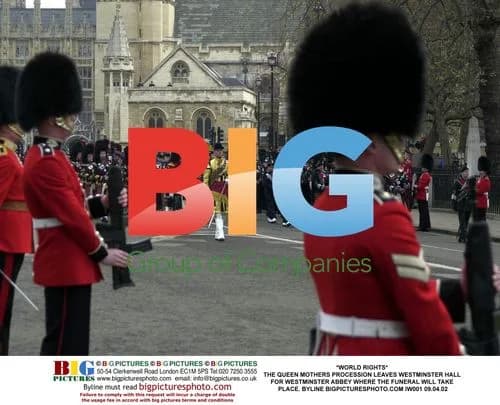 Queen Mother's funeral procession leaves Westminster Hall