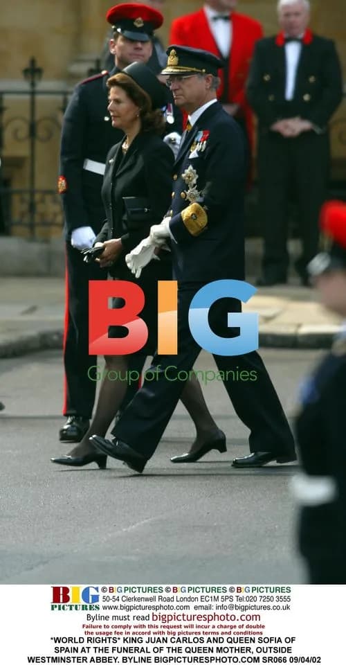 King Juan Carlos and Queen Sofia at Queen Mother's Funeral