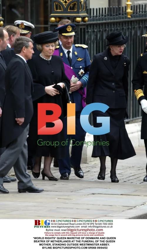 Queen Marethe and Queen Beatrix at Queen Mother's Funeral
