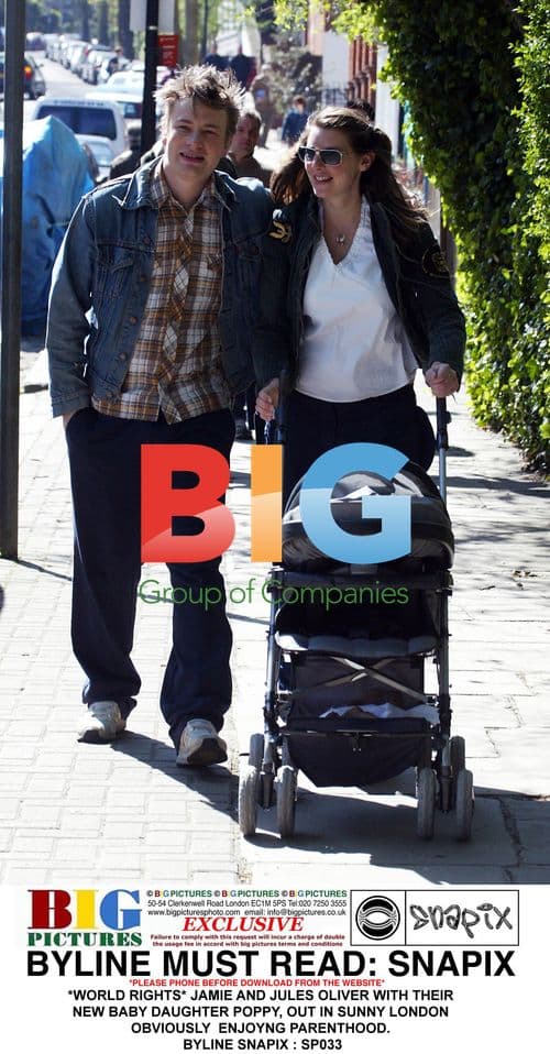 Jamie and Jules Oliver with baby Poppy