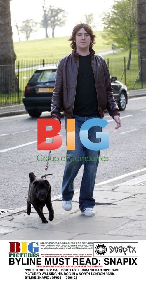 Gail Porter's Husband Dan Hipgrave Walks Dog in London