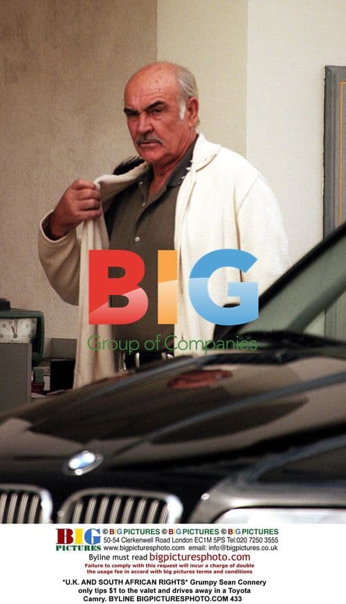 Grumpy Sean Connery Leaves in Toyota Camry