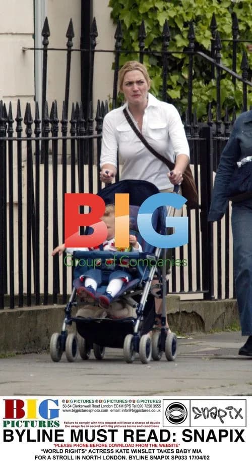 Kate Winslet and baby Mia in North London