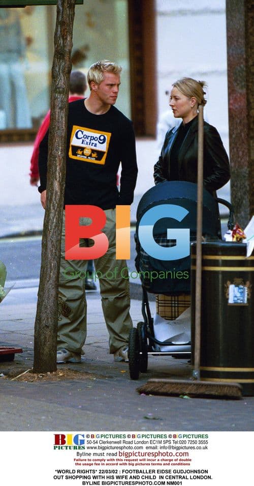 Footballer Eidse Gudjohnson out shopping in London