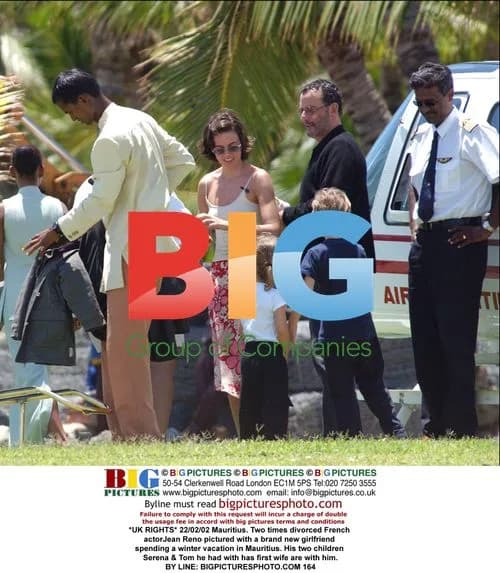 Jean Reno with new girlfriend and kids in Mauritius