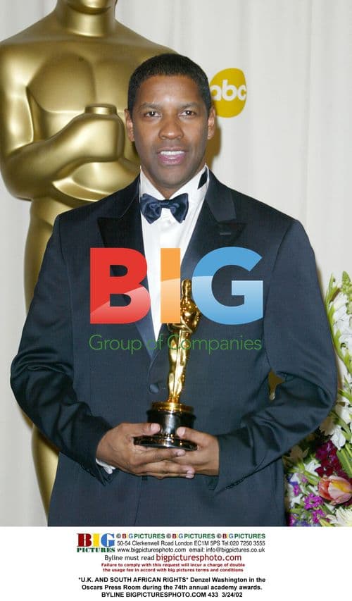 Denzel Washington at Oscars 74th Press Room