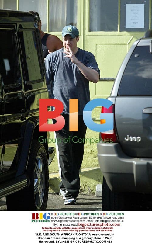 Overweight Brandon Fraser shopping in West Hollywood