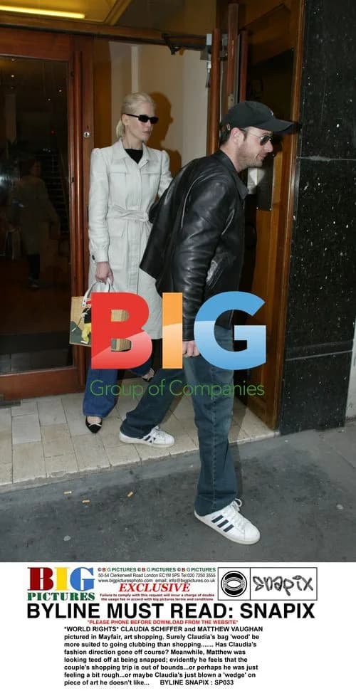 CLAUDIA SCHIFFER and MATTHEW VAUGHAN art shopping in Mayfair