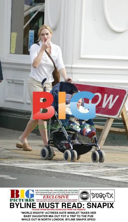Kate Winslet takes baby Mia to the pub in North London
