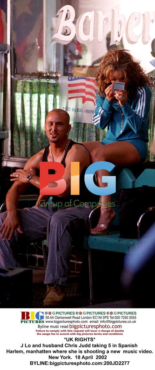 J Lo and Chris Judd take break during music video shoot