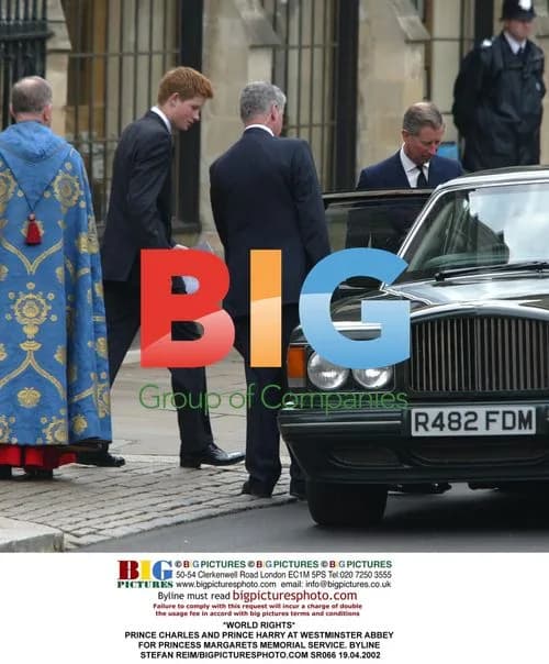 Prince Charles and Prince Harry at Princess Margaret's memorial