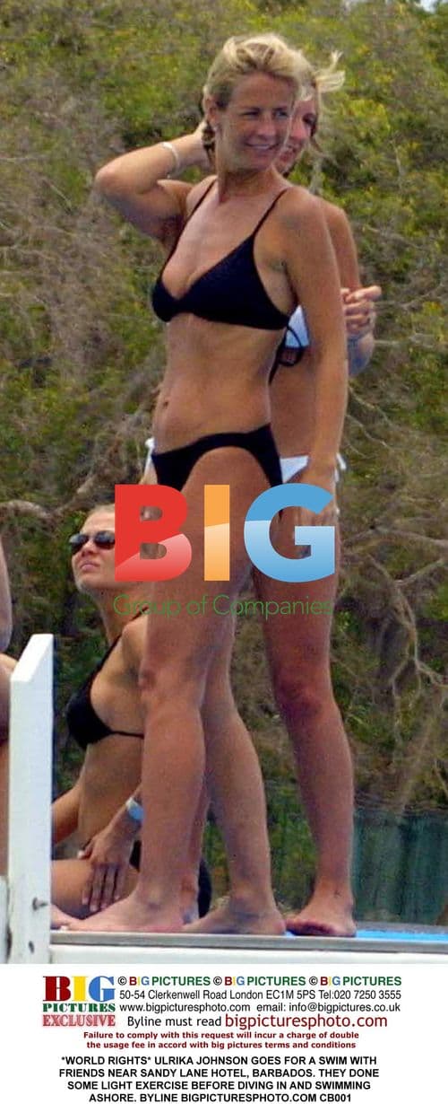 Ulrika Johnson Swims with Friends in Barbados