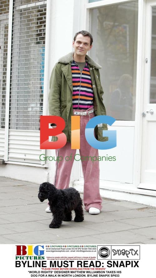 Designer Matthew Williamson walks dog in London