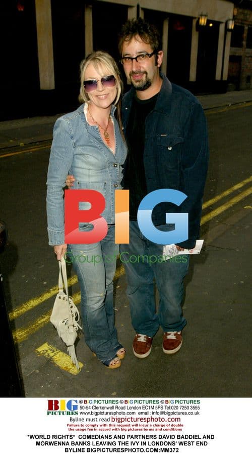 David Baddiel and Morwenna Banks Leaving The Ivy