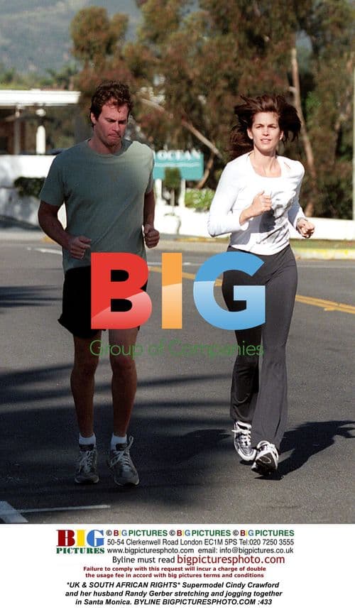 Cindy Crawford and Randy Gerber jogging in Santa Monica