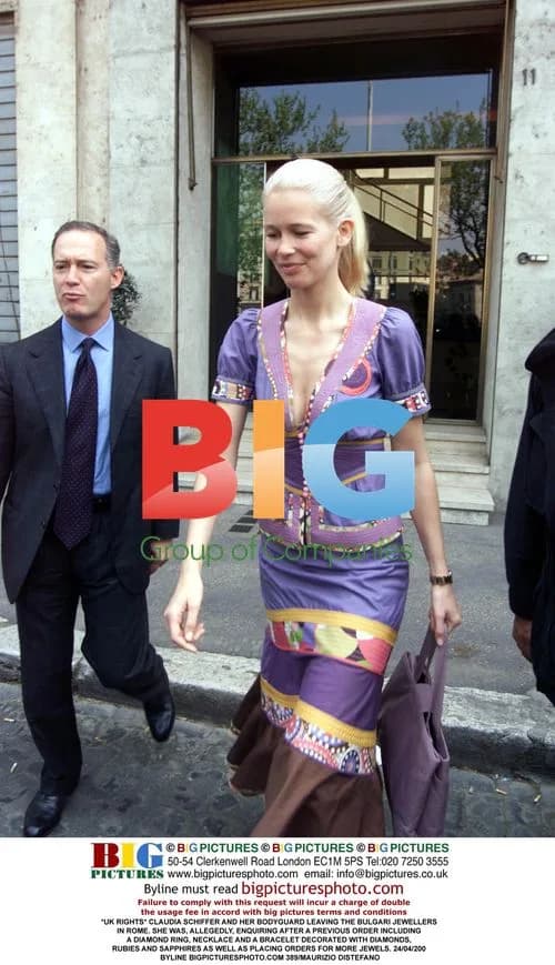 Claudia Schiffer Visits Bulgari in Rome