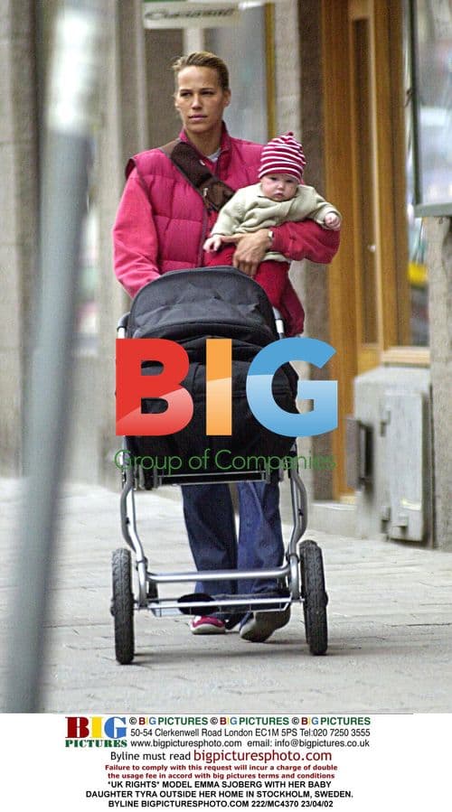Model Emma Sjoberg with Daughter Tyra in Stockholm