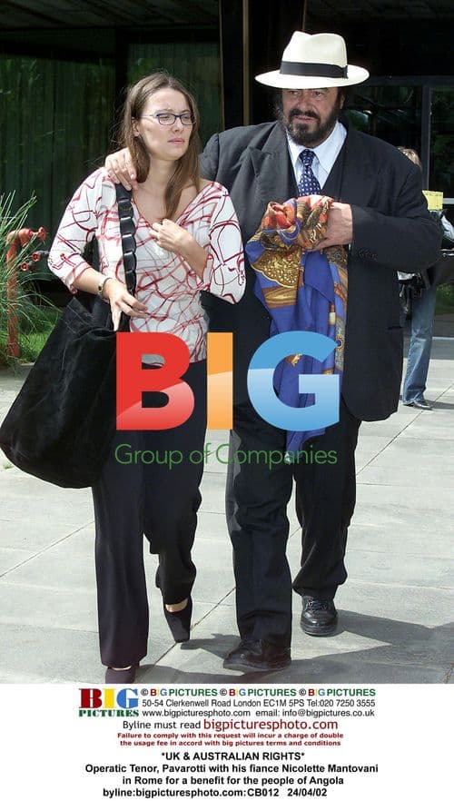 Pavarotti with Fiancée in Rome Benefit