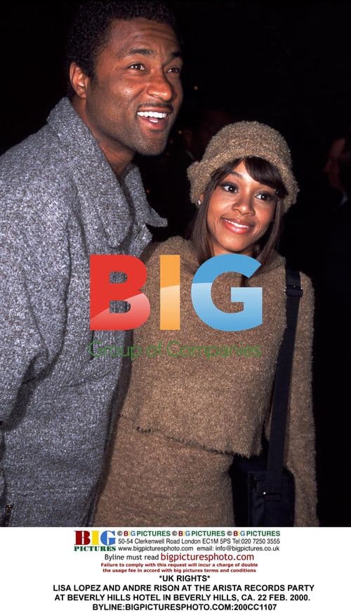 Lisa Lopez and Andre Rison at Arista Records Party