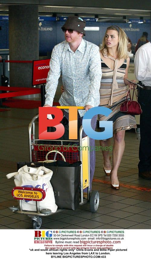 Chris Evans and Billie Piper Depart LAX