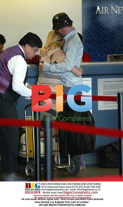 Chris Evans and Billie Piper Departing LAX
