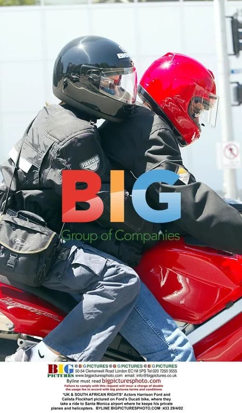 Harrison Ford and Calista Flockhart on Ducati bike