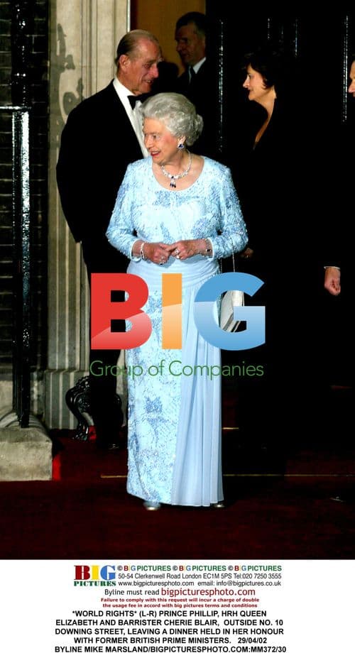 Queen Elizabeth, Prince Phillip, and Cherie Blair Outside No. 10