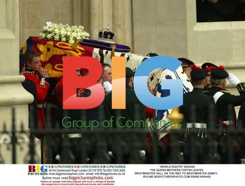 The Queen Mother's Coffin Leaves Westminster Hall