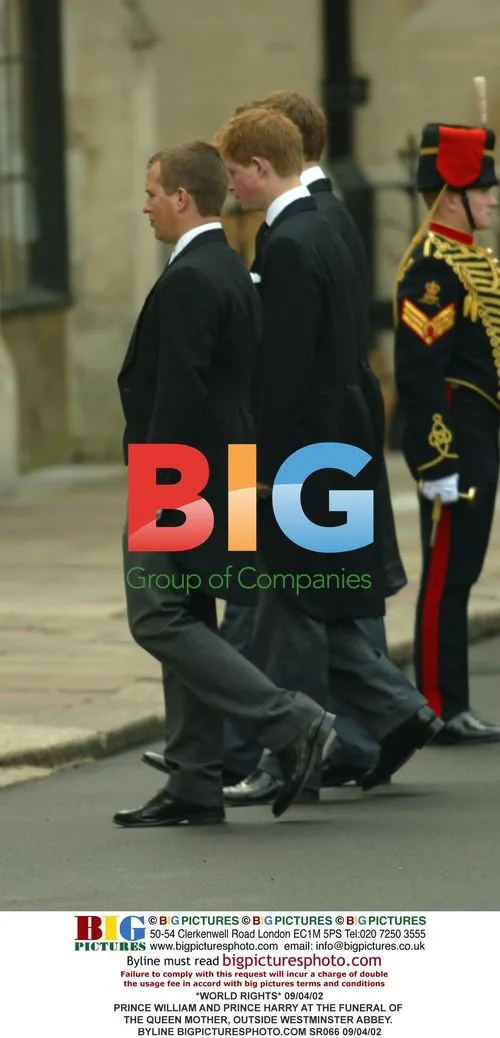 PRINCE WILLIAM AND PRINCE HARRY AT QUEEN MOTHER FUNERAL