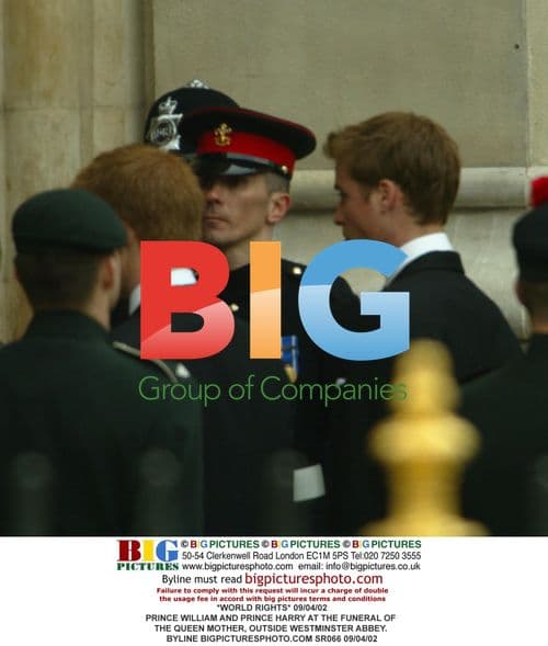 Princes William and Harry at Queen Mother's Funeral