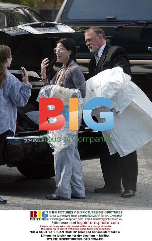 Cher picks up dry cleaning in Malibu