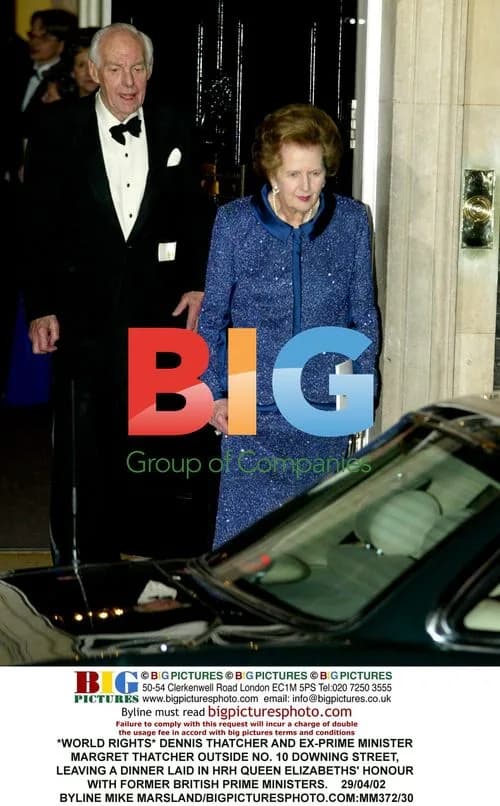Thatchers Leave Dinner for Queen Elizabeth