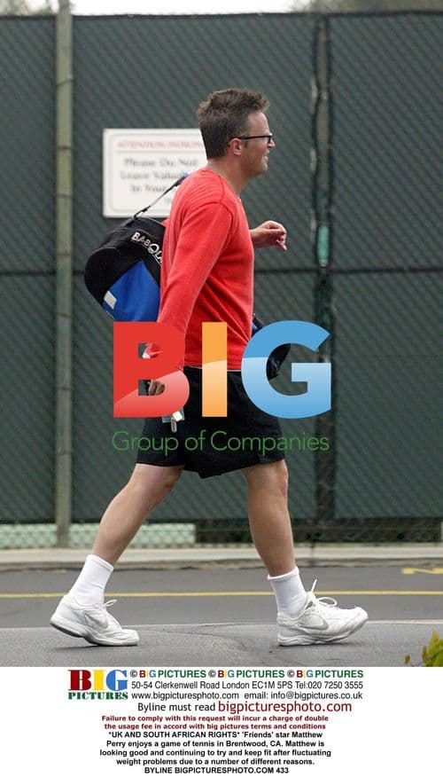 Matthew Perry Plays Tennis in Brentwood