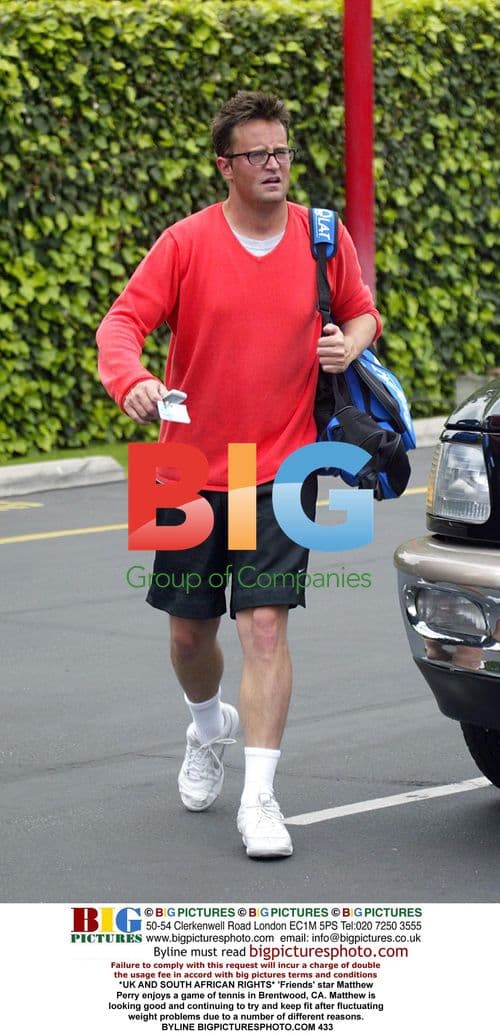 Matthew Perry Plays Tennis in Brentwood