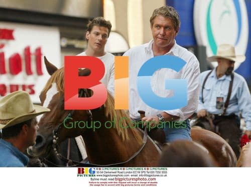 Tom Berenger wrangles cattle in Times Square