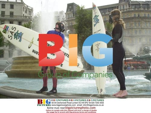 Surfers Protest Water Pollution at Trafalgar Square