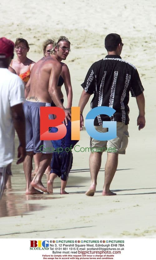 David Beckham & Son Brooklyn on Caribbean Beach