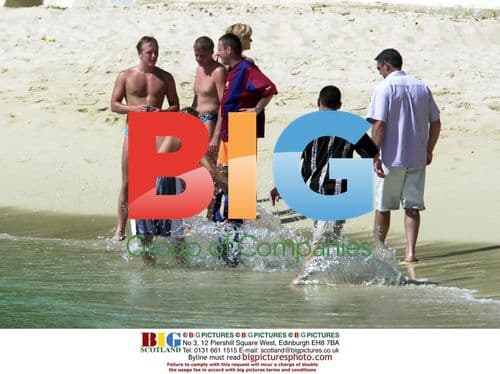 David Beckham and Son Brooklyn on Caribbean Beach